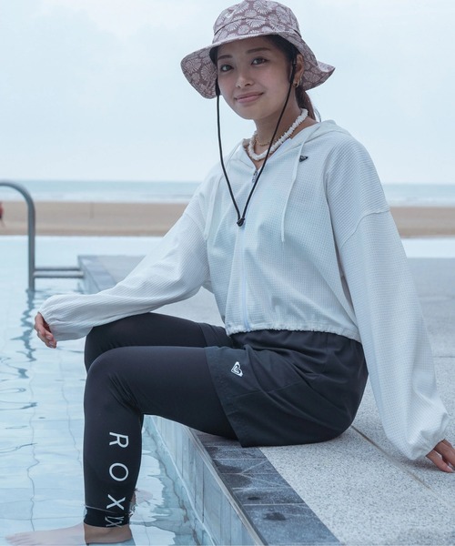 ROXY ラッシュガード SEASIDE BLUE /ロキシーワッフルジップ