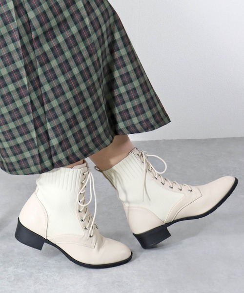 「LibertyDoll」 ショートブーツ LL アイボリー レディース_画像9