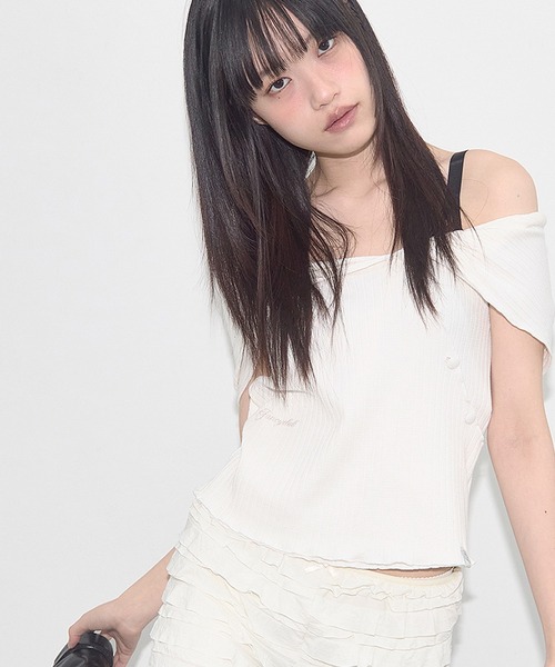 tシャツ FANCY CLUB/ファンシークラブ BIRD COWL SLEEVELESS フードトップス レディース