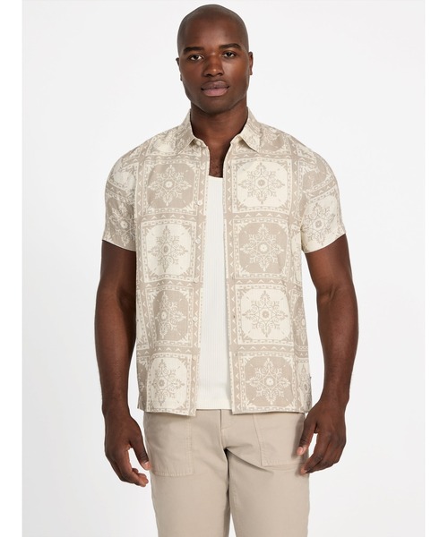 GUESS（ゲス） シャツ 半袖 SS Mosley Tile Print Shirt 半袖シャツ