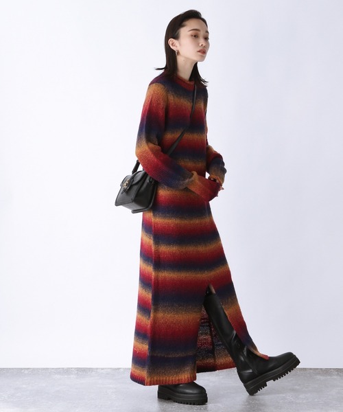 新品未使用JEANASIS eL ニット ワンピース ロング 長袖 JEANASIS（ジーナシス） ニットワンピース FREE グリーン系その他