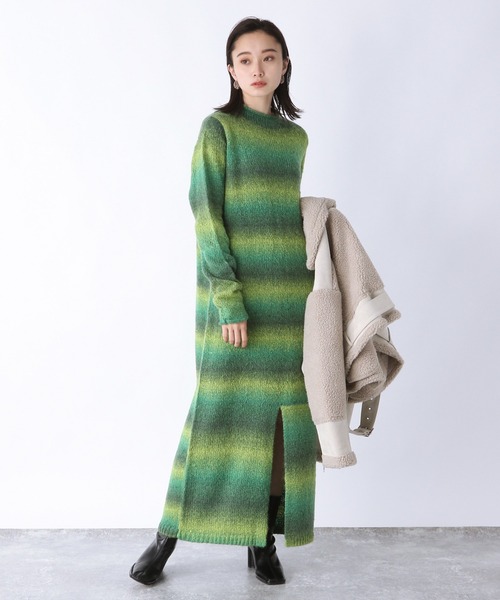 JEANASIS（ジーナシス） ニットワンピース FREE グリーン系その他