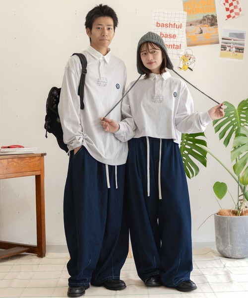 【美品】プランテーション　イージー デニム ワイド コクーン パンツ インディゴ 美品】プランテーション イージー デニム ワイド コクーン