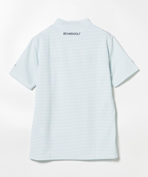 幾何学ジャカード モックネックシャツ BEAMS GOLF (美品) BEAMS GOLF ORANGE LABE幾何学ジャカードモックネックシャツ