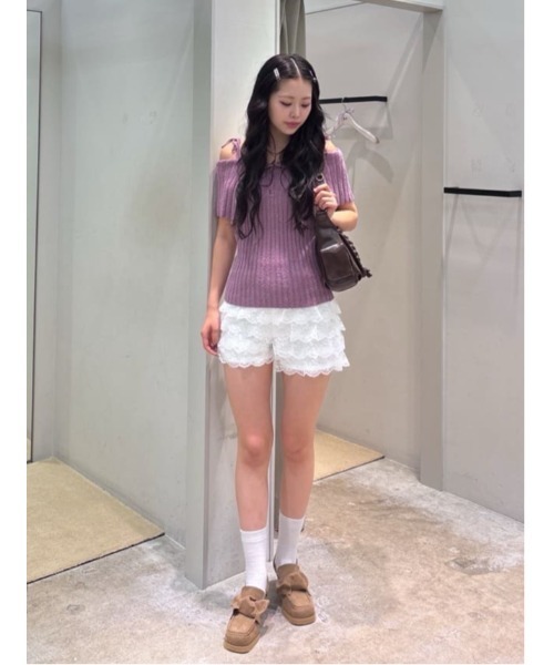 SLY ニット セーター OFFSHOULDER RIB HG TOPS オフショルダー