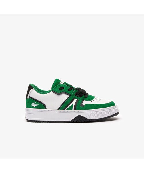 「LACOSTE」 ローカットスニーカー 24.5cm ホワイト×グリーン レディース