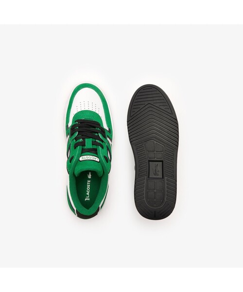 「LACOSTE」 ローカットスニーカー 24.5cm ホワイト×グリーン レディース