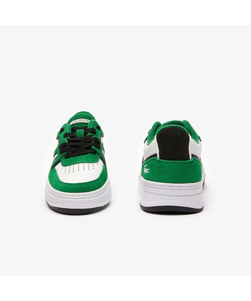 「LACOSTE」 ローカットスニーカー 24.5cm ホワイト×グリーン レディース
