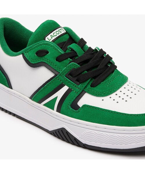 「LACOSTE」 ローカットスニーカー 24.5cm ホワイト×グリーン レディース