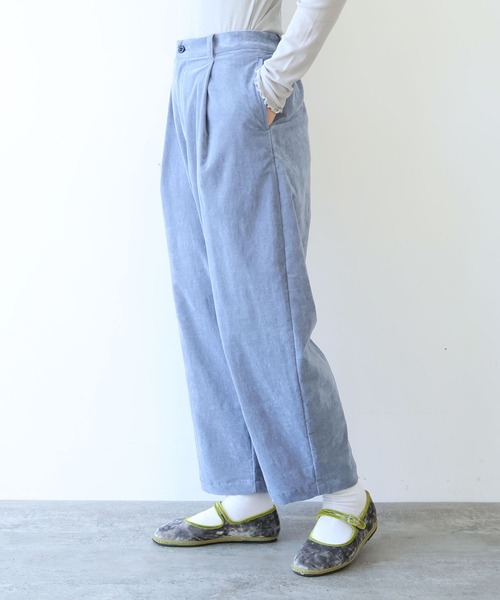 yuni パンツ シャンブレーコール back gum パンツ レディース