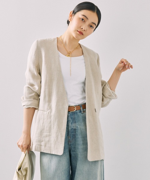 BABYLONE（バビロン） ノーカラージャケット フリー ナチュラル