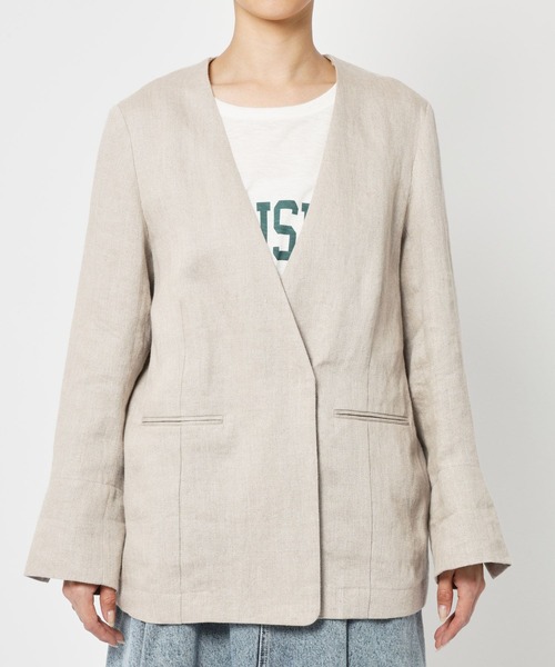 BABYLONE / バビロン　アイボリー　ツイードノーカラージャケット BABYLONE（バビロン）の「ツイードノーカラージャケット（ノーカラー