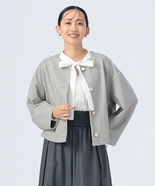 BEAMS HEART ノーカラージャケット新品未使用 BEAMS HEART ジャケット ノーカラージャケット カット ツイル