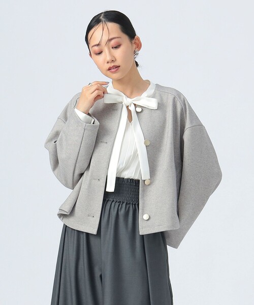 BEAMS HEART ノーカラージャケット新品未使用 BEAMS HEART（ビームス ハート）ノーカラー ドビー ジャケット