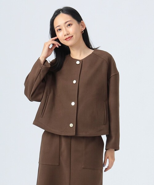 BEAMS HEART ジャケット ノーカラージャケット カット ツイル
