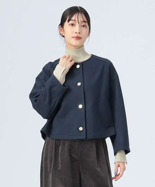 BEAMS HEART ノーカラージャケット新品未使用 BEAMS HEART（ビームス ハート）ドビー ノーカラージャケット