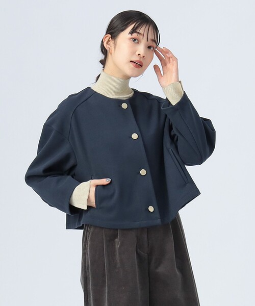 BEAMS HEART ジャケット ノーカラージャケット カット ツイル