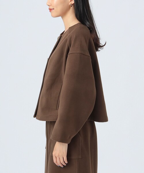 BEAMS HEART ジャケット ノーカラージャケット カット ツイル