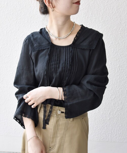 美品✨　エブール　ローガンコットンシャツブラウス　2way　綿100％　23SS 美品✨エブールローガンコットンシャツブラウス2way綿100％23SS