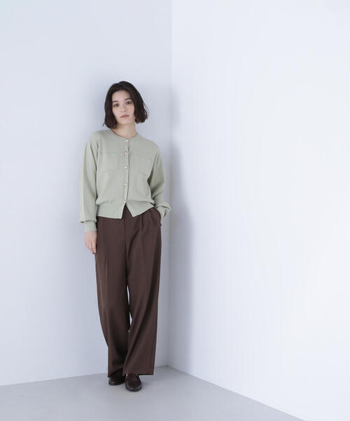 クリスチャンディオール ノーカラー ニット ジャケット カーディガン レディース NATURAL BEAUTY BASIC（ナチュラルビューティーベーシック