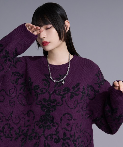 Ellno Loset（エルノロゼット） セーター ニット ダマスクガラ