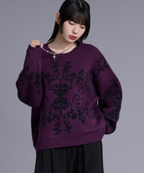 Ellno Loset（エルノロゼット） セーター ニット ダマスクガラ