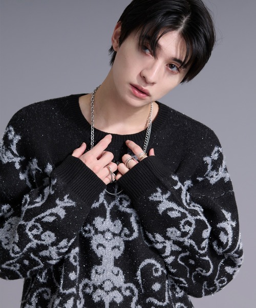 Ellno Loset（エルノロゼット） セーター ニット ダマスクガラ