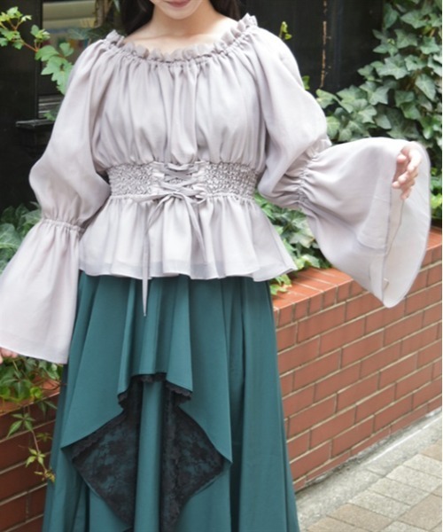 axes femme（アクシーズ ファム） tシャツ オフショルオーガンジープル