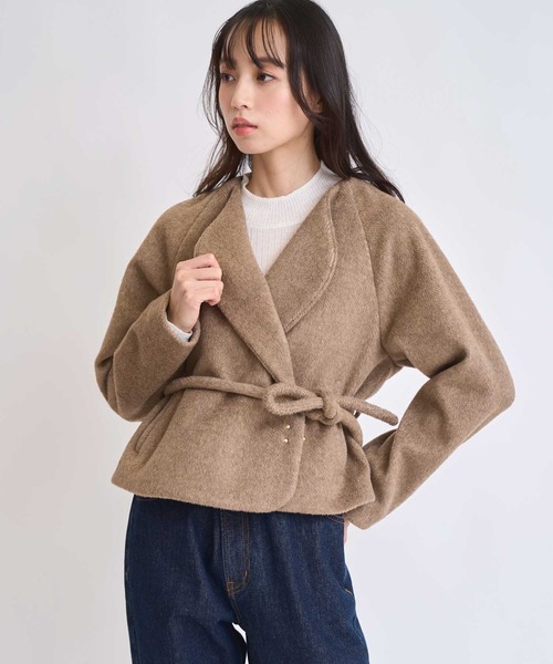 NOELA（ノエラ） コート アウター ロープベルトヘリンボーンショート