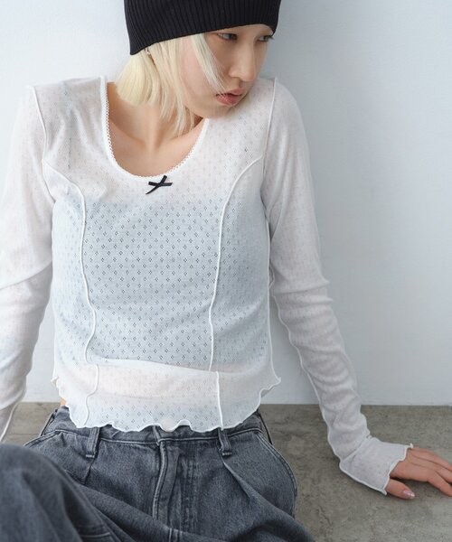 tシャツ whisper jersey top レディースの画像