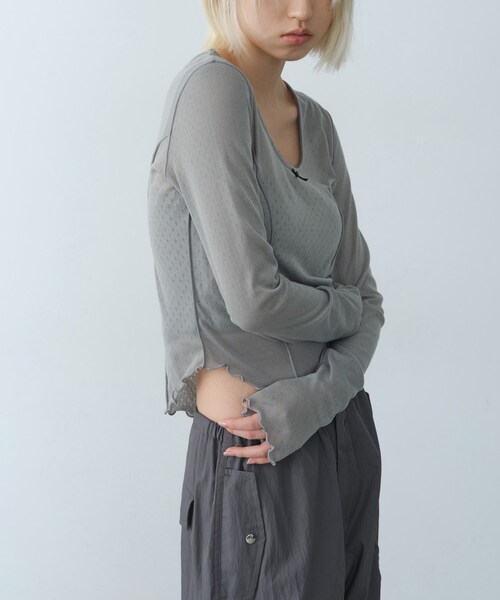 tシャツ whisper jersey top レディースの画像