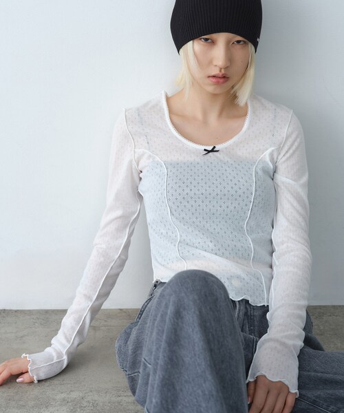 tシャツ whisper jersey top レディースの画像