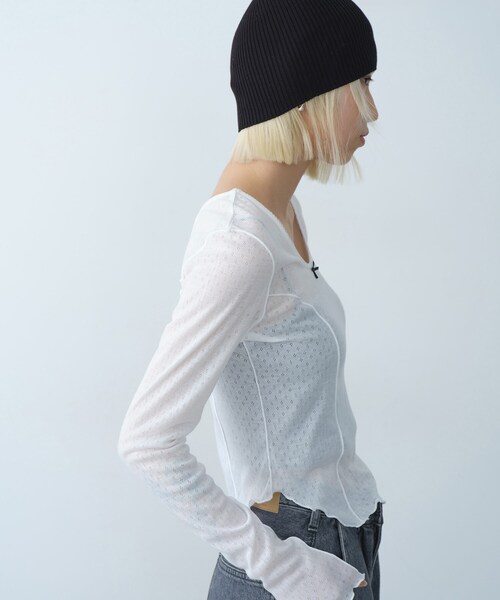 tシャツ whisper jersey top レディースの画像