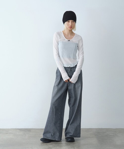 tシャツ whisper jersey top レディースの画像
