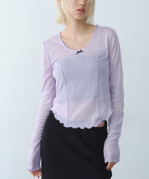 tシャツ whisper jersey top レディースの画像