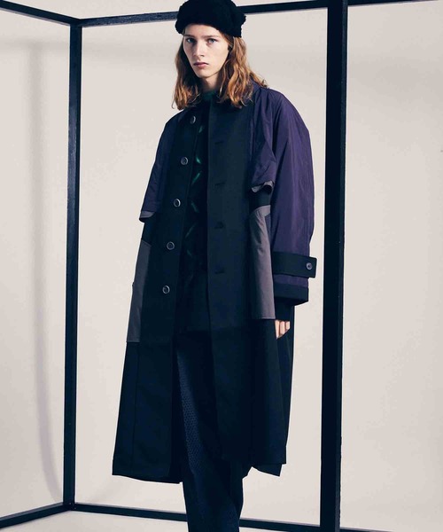 メゾンスペシャル ステンカラー ロングコート サイズ2 色 ブラック MAISON SPECIAL（メゾンスペシャル） ステンカラーコート 2 ブラック
