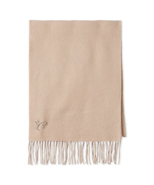 【セルフォード】ビジューブローチ付きカシミヤ混ストール ビジューブローチ付きカシミヤ混ストール(ショール・ストール
