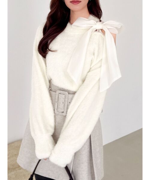 美品☆dazzlinシャギー切替ニット オフィシャルサイト限定】シャギー切替ニット