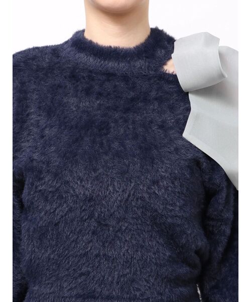 美品☆dazzlinシャギー切替ニット オフィシャルサイト限定】シャギー切替ニット