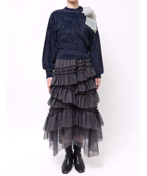 新品♡ダズリン♡シャギー切り替えニット♡ dazzlin（ダズリン）の「【流那(ばんばんざい）コラボ】オープン