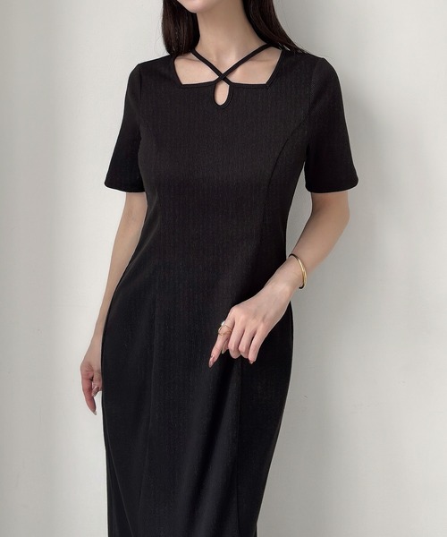 「Meiru」 半袖ワンピース MEDIUM チャコール レディース_画像6