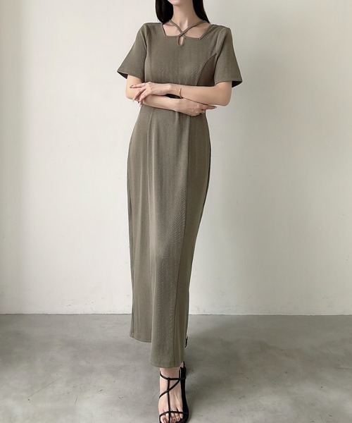 「Meiru」 半袖ワンピース MEDIUM チャコール レディース_画像9