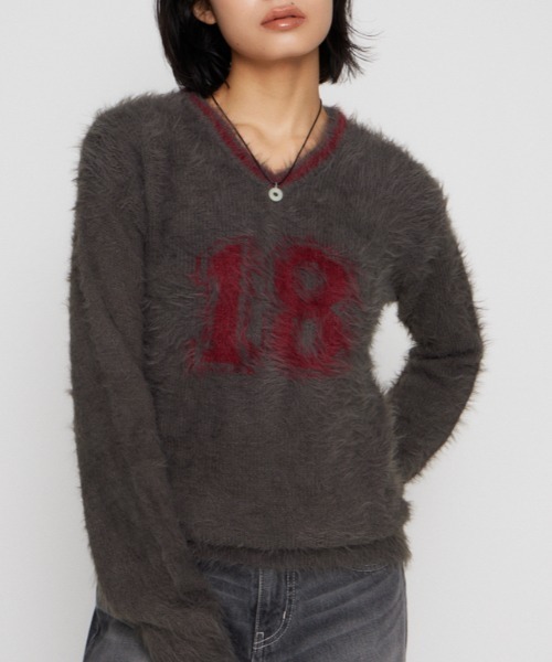 ニット/セーター LACY FUSUMA KNIT TOPS SUGGESTION/サジェッション サッカーデザインクルーニット（ニット