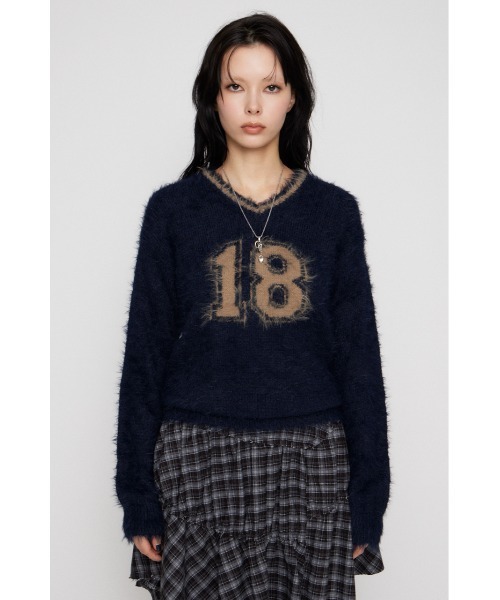 ニット/セーター LACY FUSUMA KNIT TOPS LAGUA GEM（ラグアジェム） ニット セーター NUMBER SHAGGY KNIT