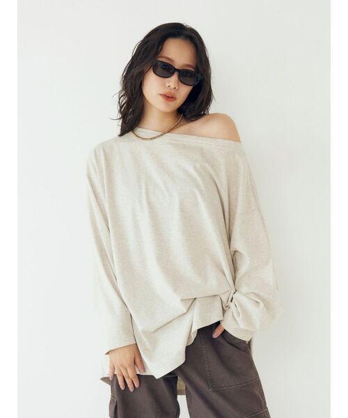 Ungrid（アングリッド） tシャツ ボートネックビックシルエットロング
