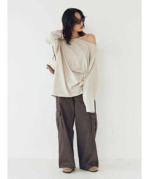 Ungrid（アングリッド） tシャツ ボートネックビックシルエットロング