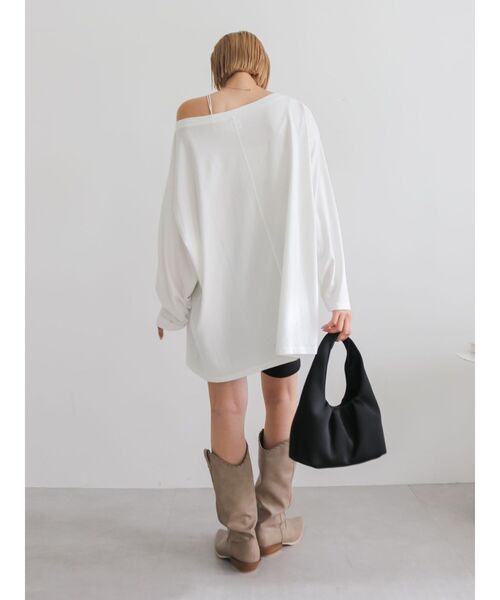 Ungrid新品ビッグシルエットロングスリーブTee Ungrid（アングリッド） tシャツ ボートネックビックシルエットロング