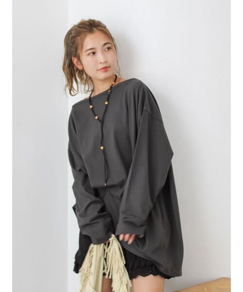 web完売品 【新品】ビッグシルエットロングスリーブtee Ungrid（アングリッド） tシャツ ボートネックビックシルエットロング