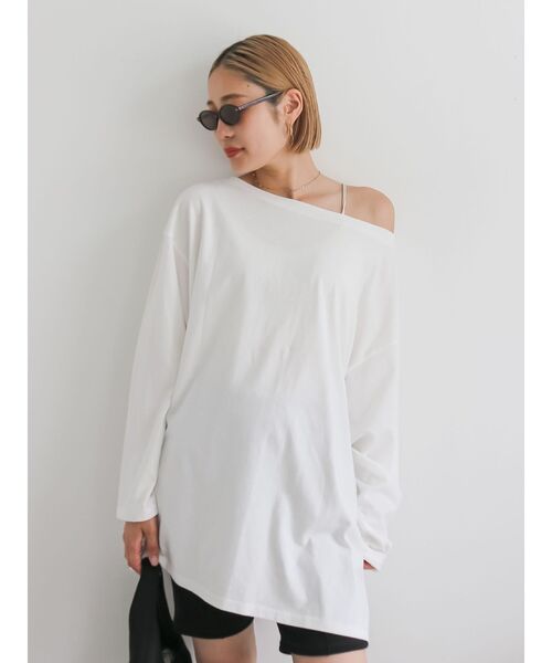 Ungrid新品ビッグシルエットロングスリーブTee Ungrid（アングリッド） tシャツ ボートネックビックシルエットロング