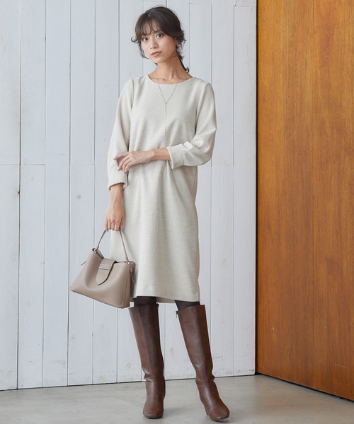 「12Twelve Agenda」 7分袖ワンピース M ネイビー レディース_画像2